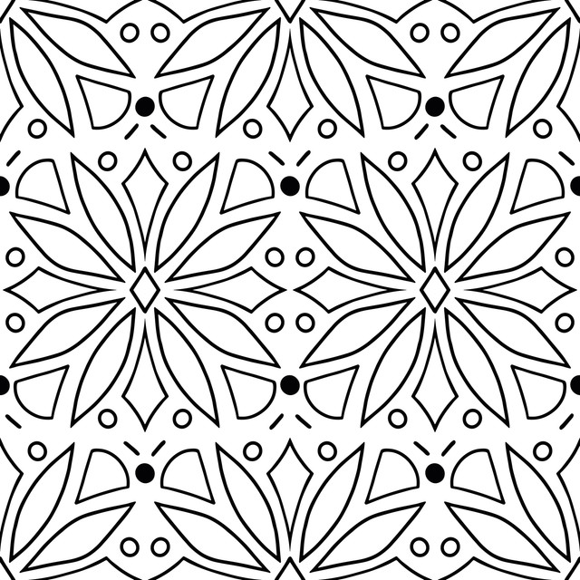 Raffrollo Geo Flower Black and White
