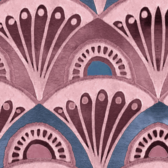 Textilposter Art Deco rosa Blue