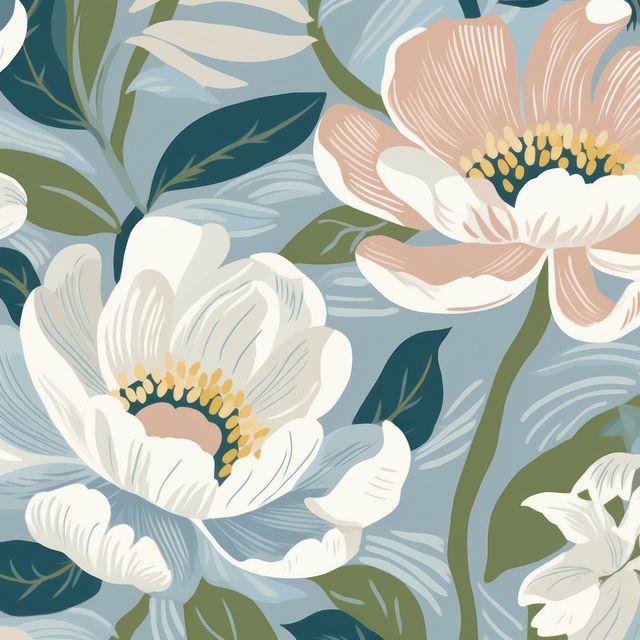 Textilposter Midcentury Modern Floral 1