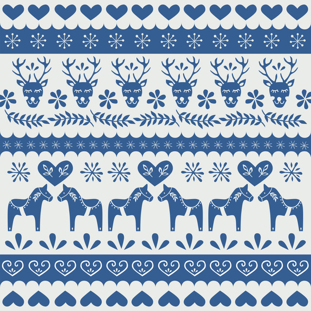 Textilposter Schwedisches Muster Blau