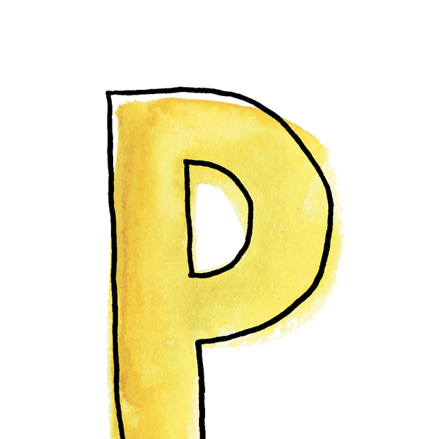 Kissen P Buchstabe Sonnengelb