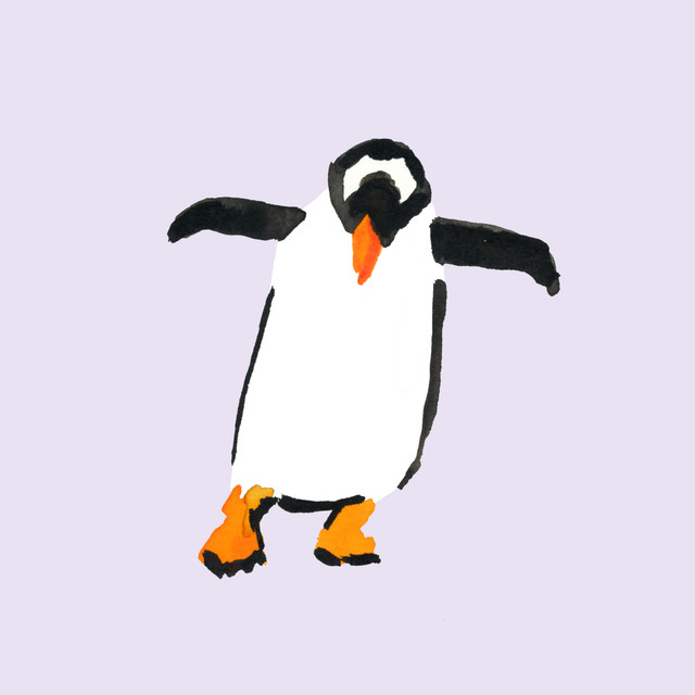 Textilposter Pinguintanz Flieder Solo