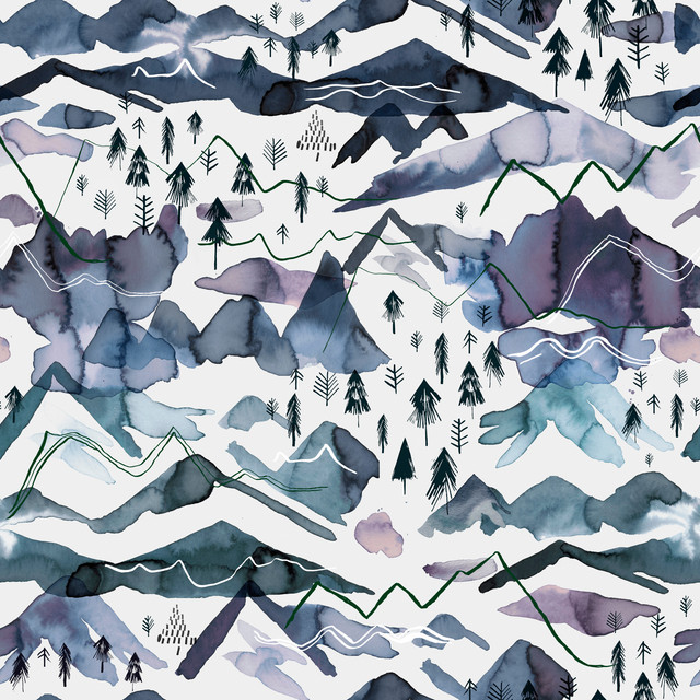 Kissen Watercolor Winter Mountains