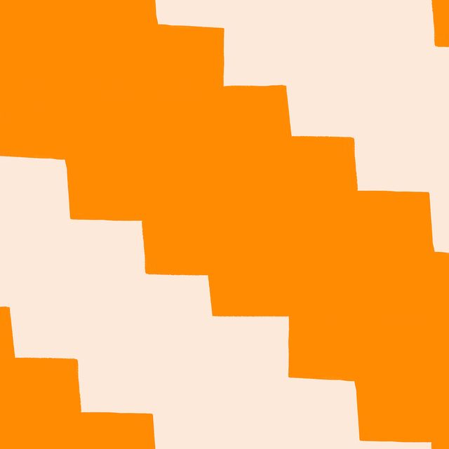 Dekovorhang Treppe Orange Creme Zickzack