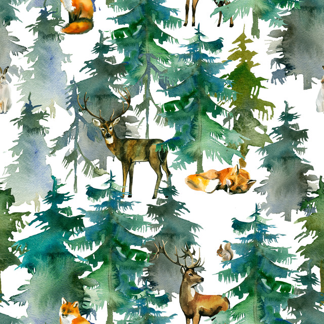 Tischdecke Wildtiere im Winterwald