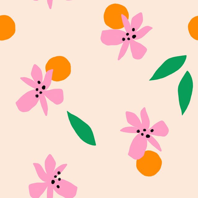 Sitzkissen Blüten Orangen Blätter