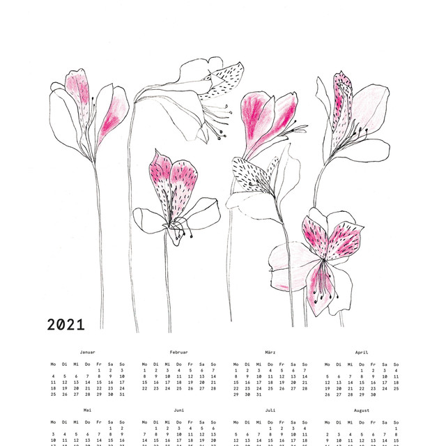 Textilposter Kalender Lilien