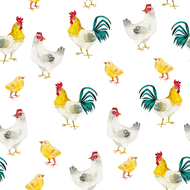 Textilposter Hühner auf dem Bauernhof
