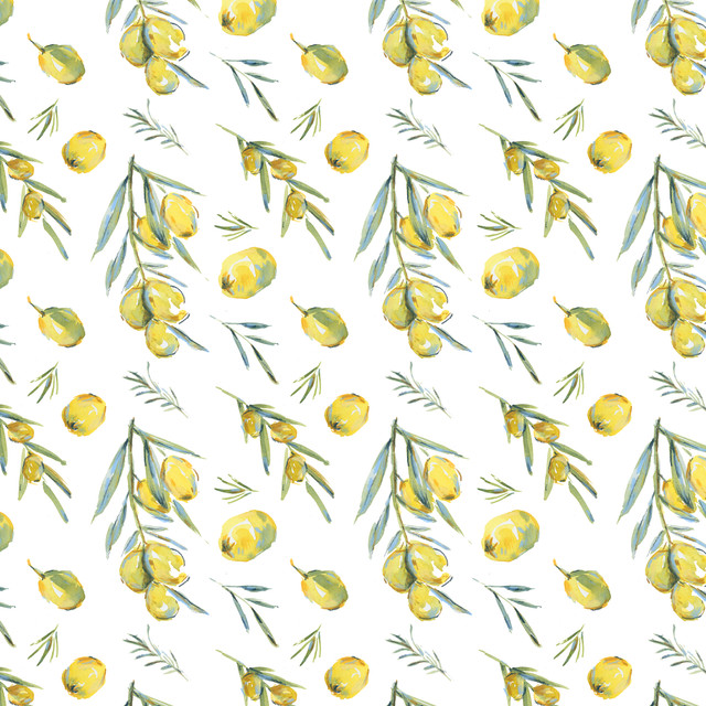 Textilposter Oliven Muster Weiß