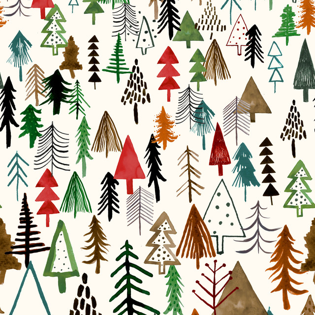 Raffrollo Christmas Mountain Trees