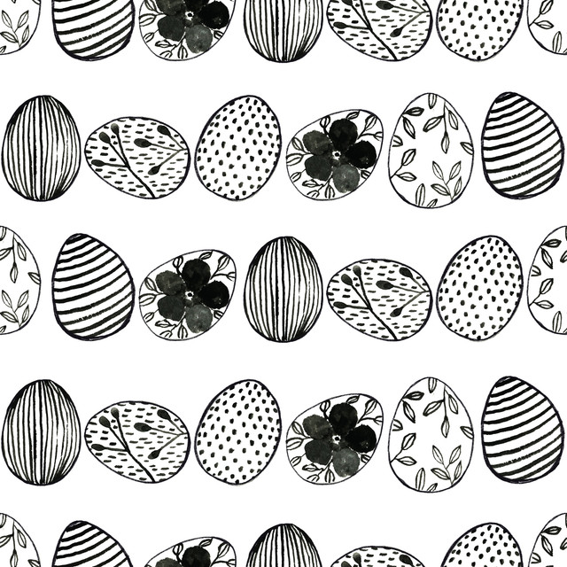 Tischdecke Ostereier schwarz-weiß