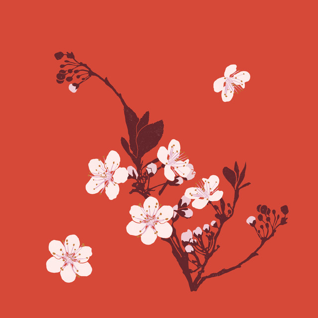 Servietten Kirschblüten rot