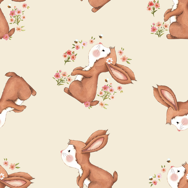 Raffrollo Hello Spring Rabbit Beige