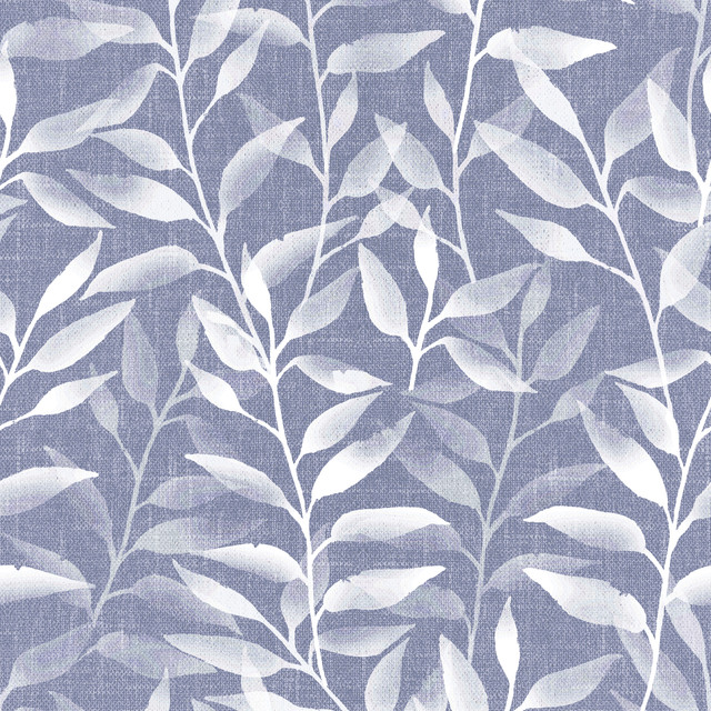 Textilposter Indigo blau Japandi Blätter