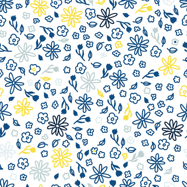 Tischläufer Sommerblümchen Gelb-Blau