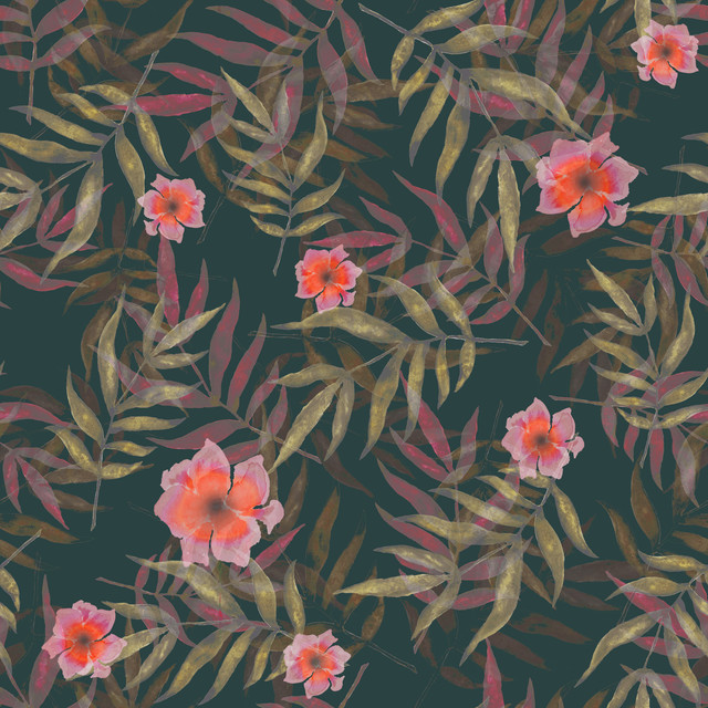 Textilposter Hibiskusblüten pink