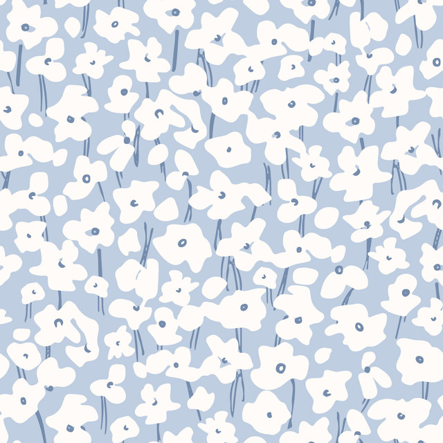 Meterware Blumen Flowers Blue Abstract