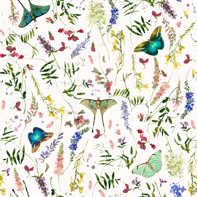 Textilposter Wildblumen und Schmetterlinge