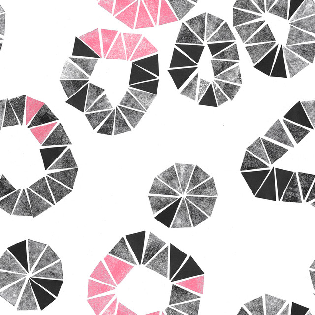 Kissen Zigzag Circles Black + Pink