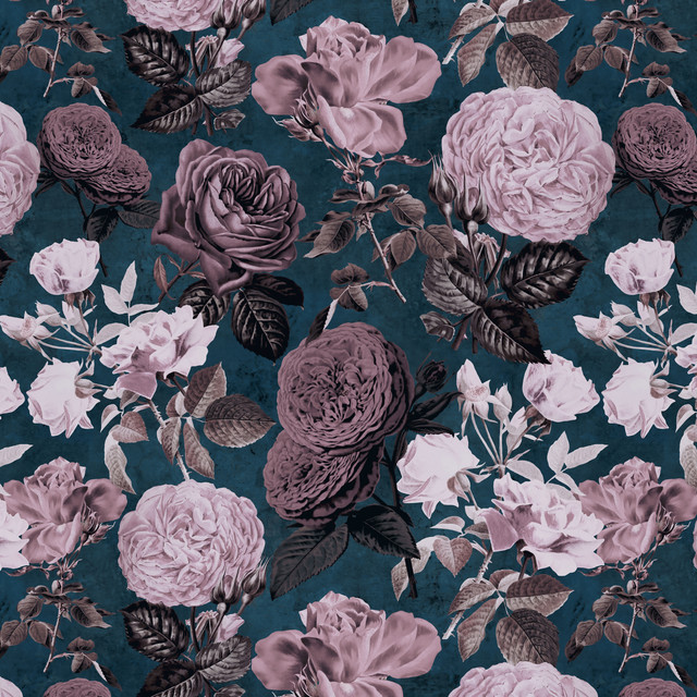 Textilposter Nostalgische Blumen Altrosa