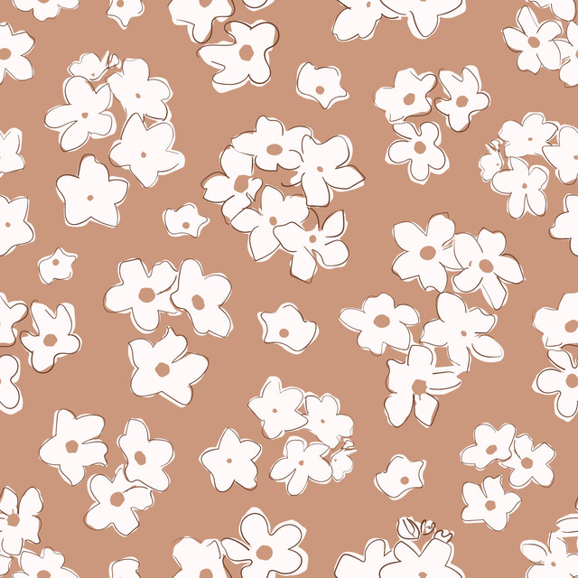 Flächenvorhang Cute Blossoms braun