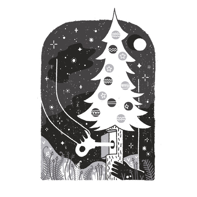 Kissen Weihnachtsbaum Schwarz-Weiß