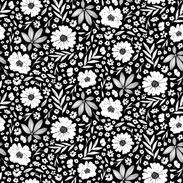 Kissen Olivia Blumen schwarz weiß