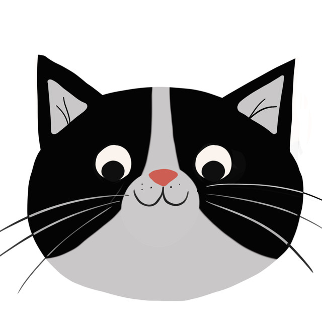 TextilposterFreundliche Katze Schwarz Weiß