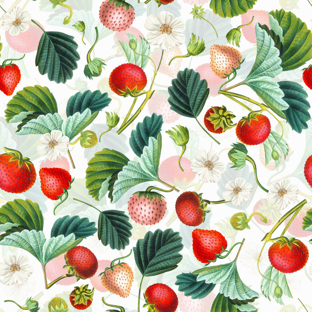 Flächenvorhang Vintage Erdbeeren
