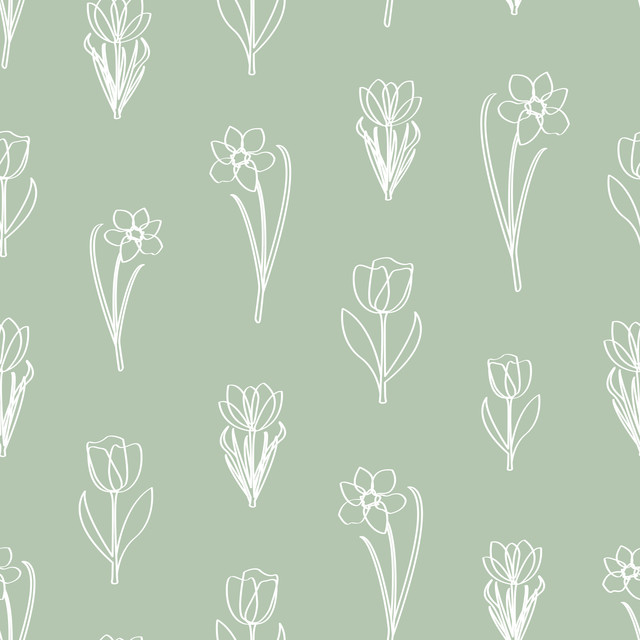 Bettwäsche Lined Spring Blossoms Green