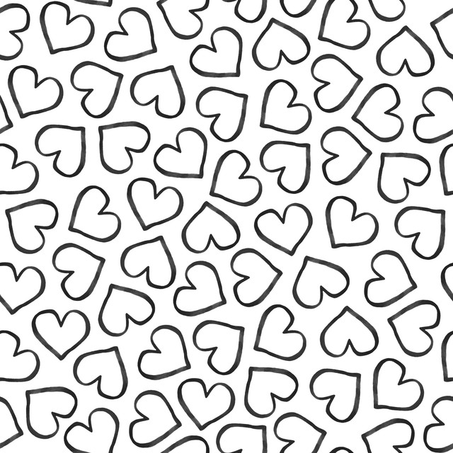 Tischläufer Herzen LineArt schwarz