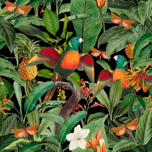 Textilposter Jungle Parrots