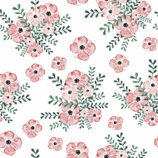 Meterware Sommerblumen rot