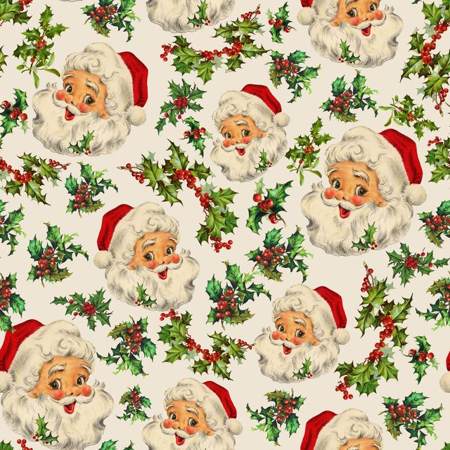 Textilposter Vintage Santa Claus beige