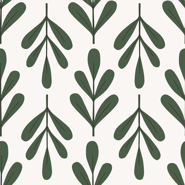 Textilposter Winter Floral dark green beige