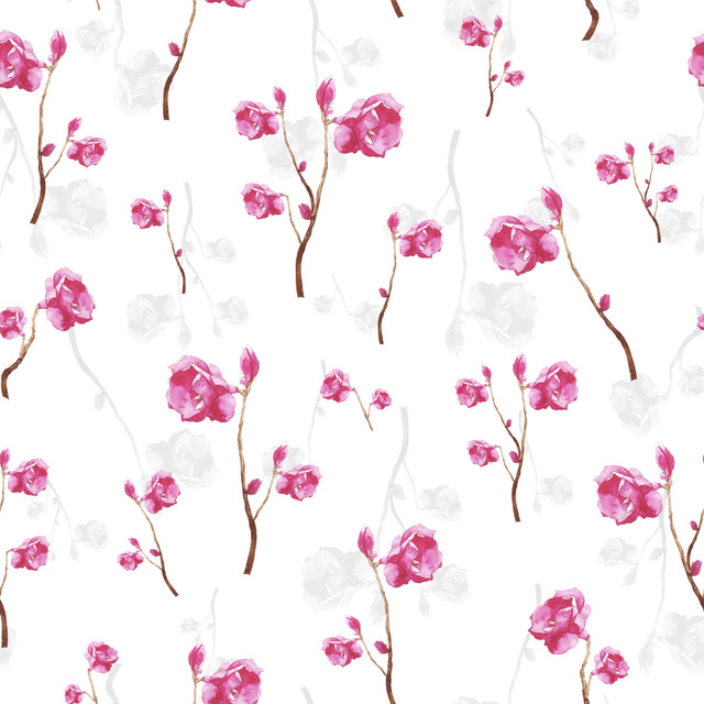 Meterware Rosenzweig mit pinken Blüten