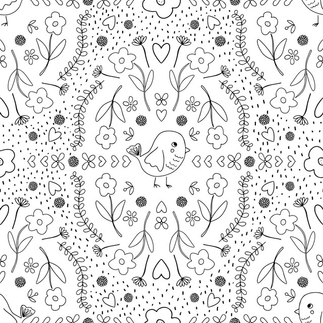 Tischdecke Bird Ornament schwarzweiß