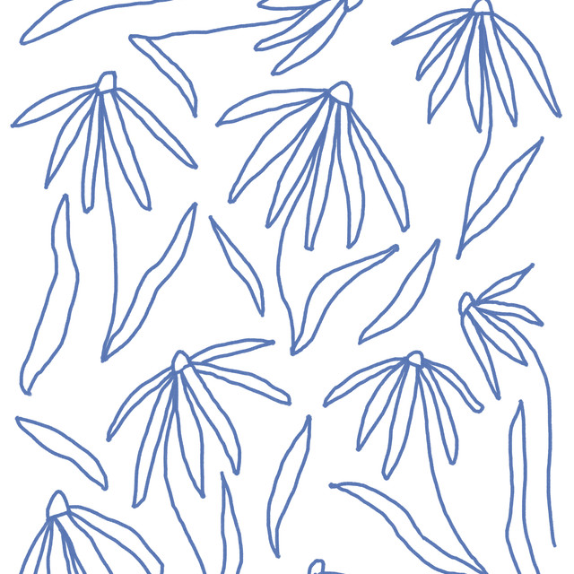 Bettwäsche Blumen & Blätter Weiß Blau