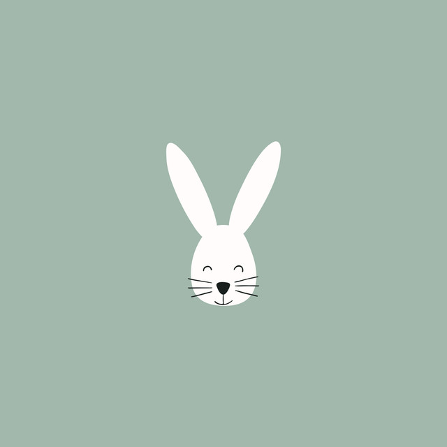 Textilposter Happy Bunny naturals green