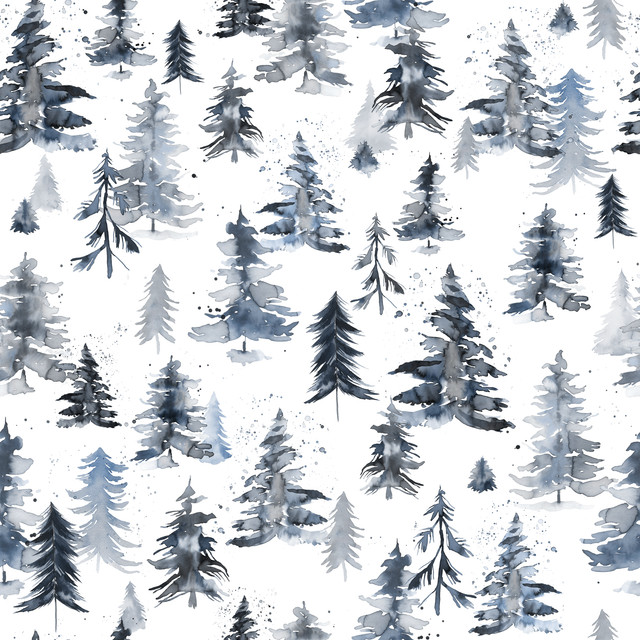 Raffrollo Watercolor Winter Trees