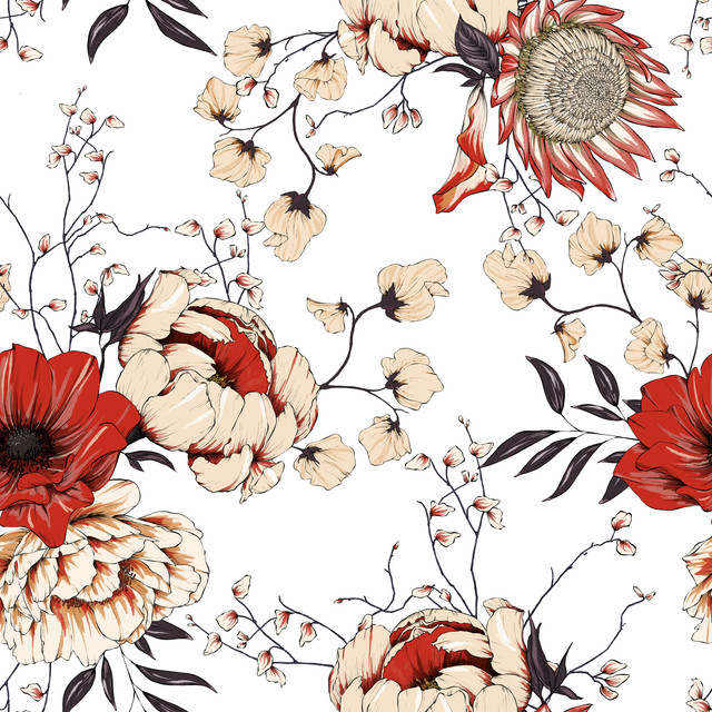 Kissen Modernes Blüten Muster