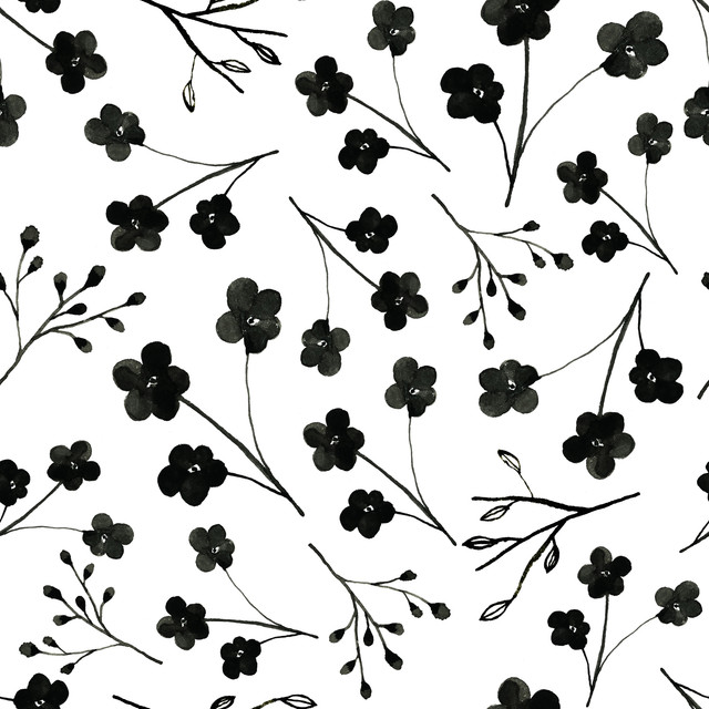 Sitzkissen Blumen schwarz-weiß