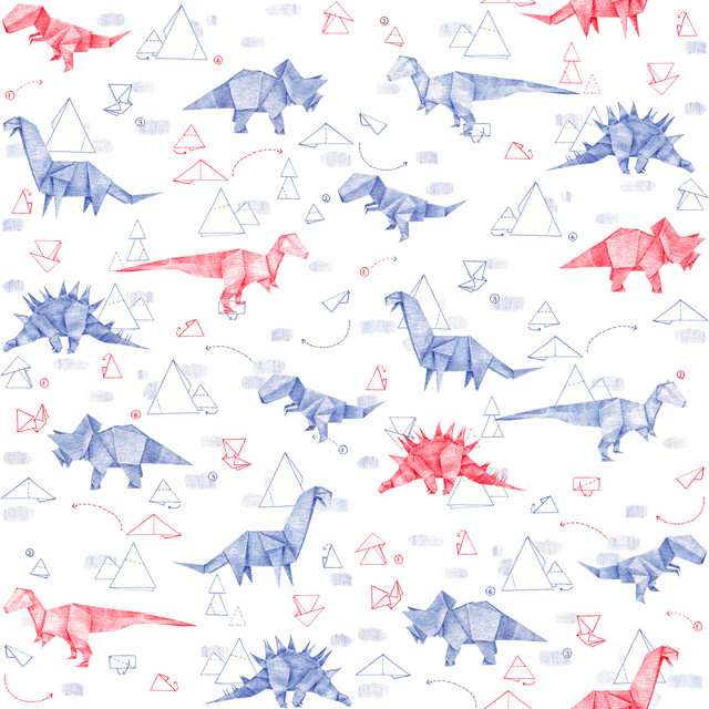 Textilposter Origami Dinosaurs