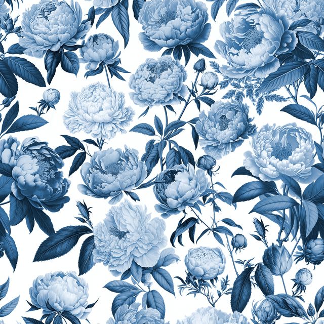 Textilposter Peony Romance Blue
