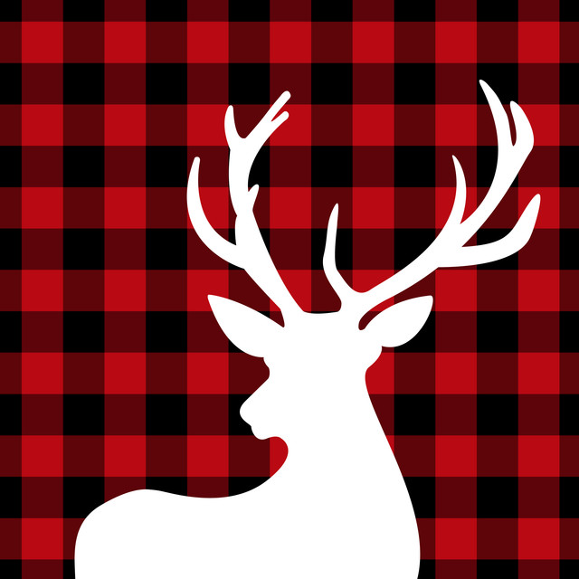 Kissen Christmas Deer Red Checked