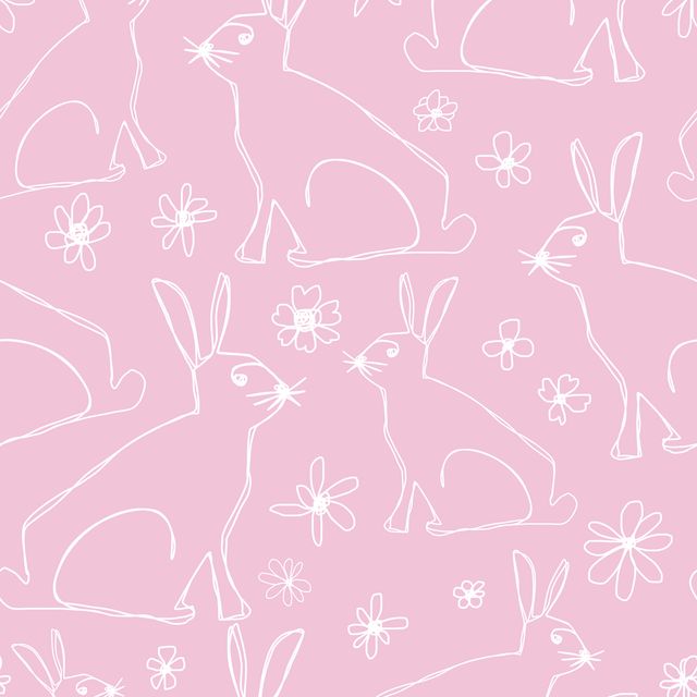 Tischset One Line Rabbit Floral Pink