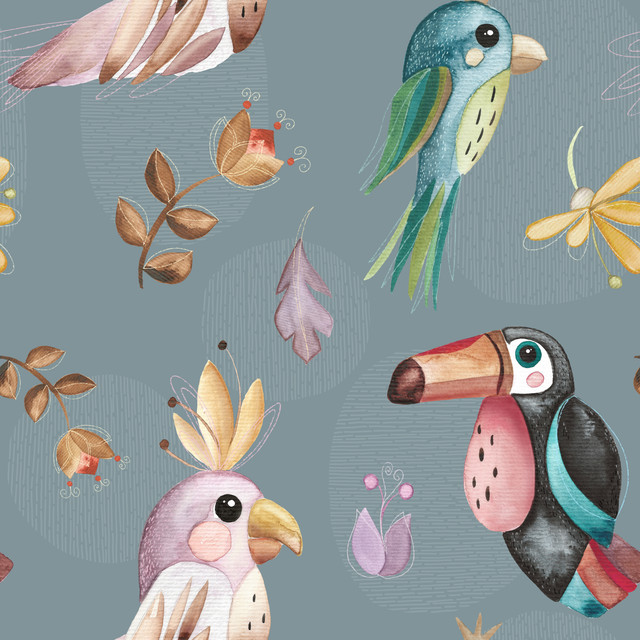 Textilposter Lustige Vögel