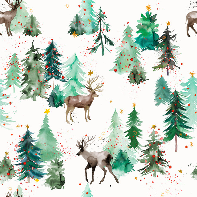 Flächenvorhang Reindeers Christmas Trees