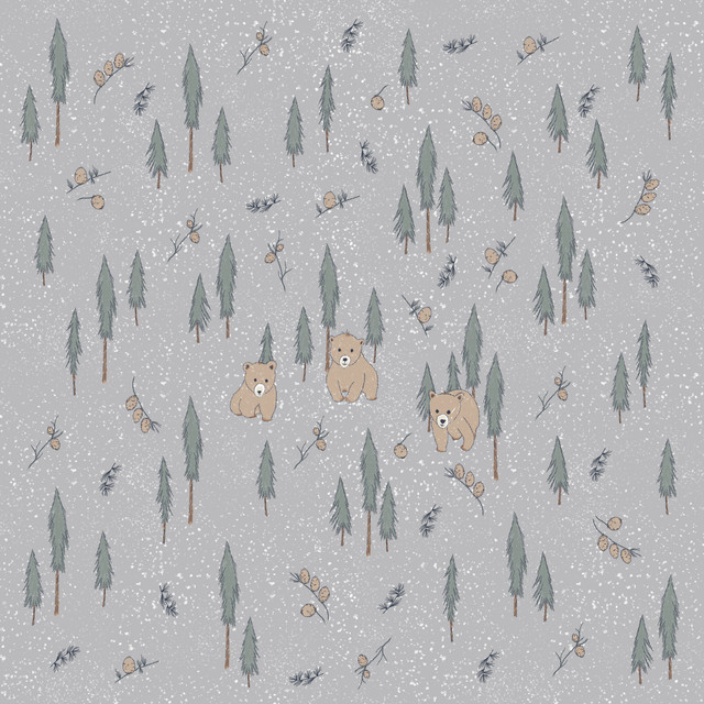 Tischset Kleine Bären im Wald grau