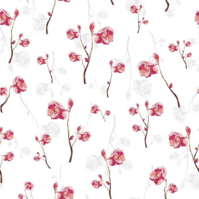 Sitzkissen Rosenzweige und Blüten rot
